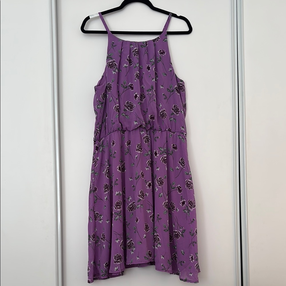 Purple Halter Pleated Sundress